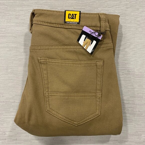 CAT Caterpillar Work Pants Mens 30 x 34 Brown Canvas Fleece Lined Insulated - Picture 5 of 15